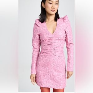 GANNI Stretch Jacquard V Neck Mini Dress